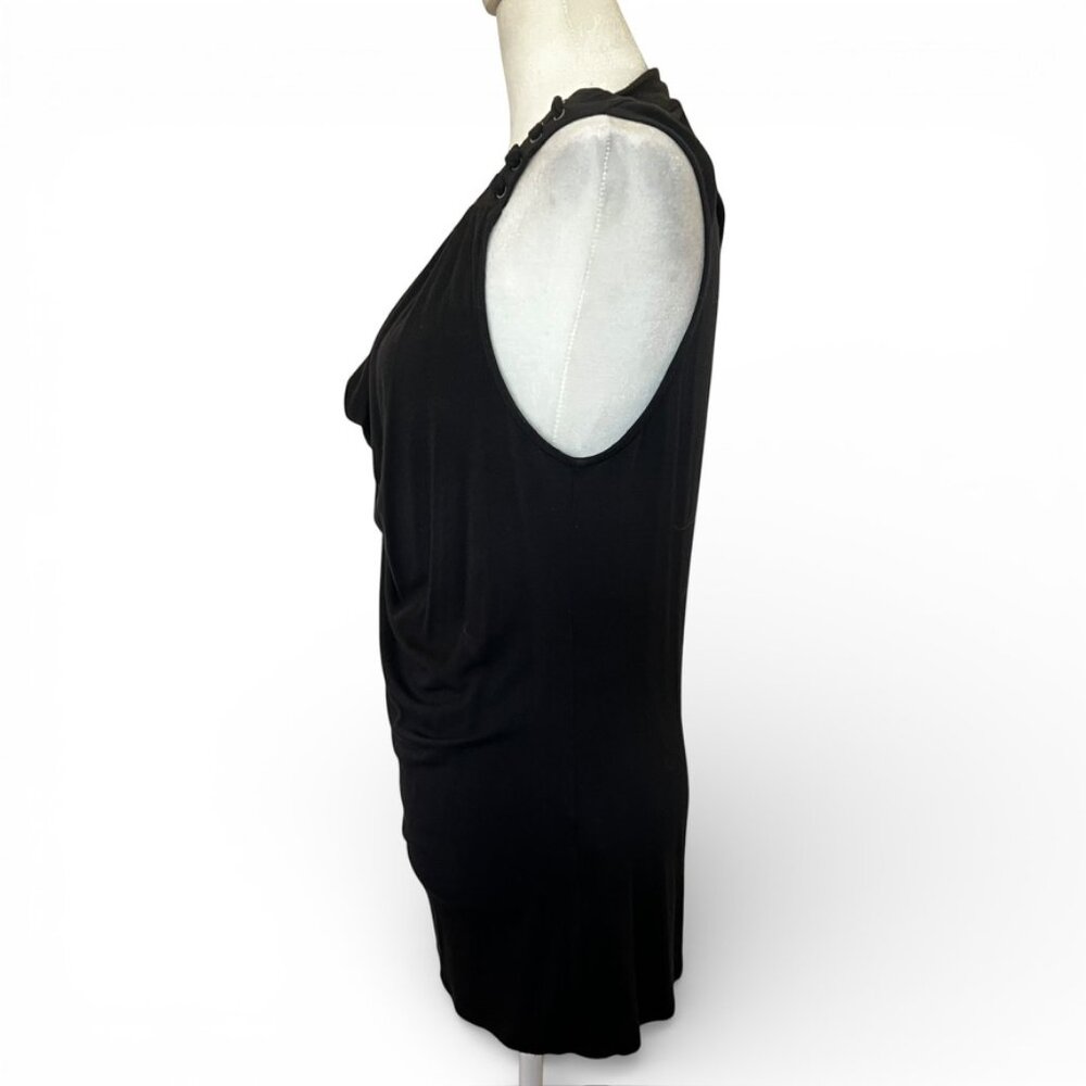 Ella Moss Y2K  Black Cowl Neck Racerback Top Asymmetrical Halter S - Picture 6 of 11